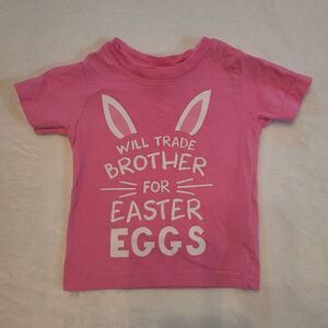 Rabbit skins size 6 months girls pink short sleeve easter tee shirt